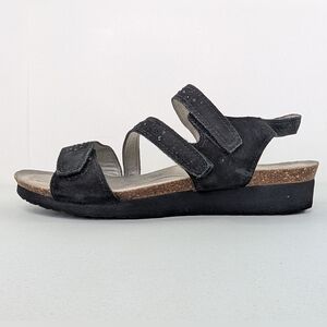 ABEO Camille Sandals Womens Size 8 N Neutral Black Leather Strappy Open Toe